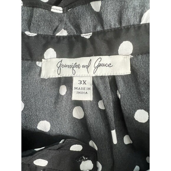 JENNIFER & GRACE Blouse Plus Size 3X Black White Sleeveless Pleated Ruffled Top - Picture 8 of 10